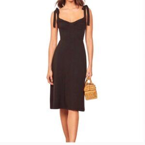 Reformation Jeans Wells Black Midi Sleeveless Dress XS